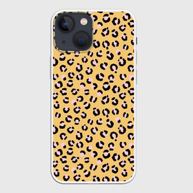 Чехол для iPhone 13 mini с принтом Желтый леопардовый принт в Кировске,  |  | желтый | леопардовый принт | паттерн | пятна | пятнистый | розовый | текстура