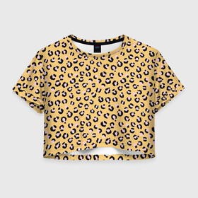 Женская футболка Crop-top 3D с принтом Желтый леопардовый принт в Кировске, 100% полиэстер | круглая горловина, длина футболки до линии талии, рукава с отворотами | желтый | леопардовый принт | паттерн | пятна | пятнистый | розовый | текстура
