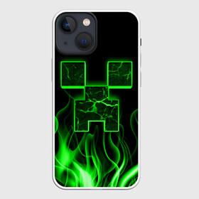 Чехол для iPhone 13 mini с принтом MINECRAFT TEXTURE FIRE в Кировске,  |  | creeper | fire | game | minecraft | железо | игра | компьютерная | крипер | криппер | майн | майнкрафт | огонь | пламя | текстура