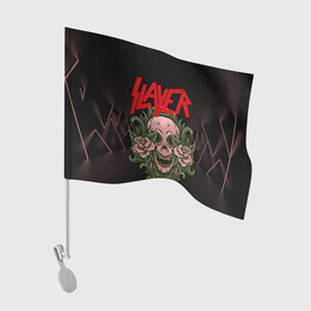 Флаг для автомобиля с принтом SLAYER | УБИЙЦА (Z) в Кировске, 100% полиэстер | Размер: 30*21 см | rock | slayer | грув метал | джеф ханнем | керри кинг | ню метал | рок | трэш метал