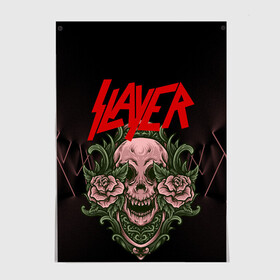 Постер с принтом SLAYER | УБИЙЦА (Z) в Кировске, 100% бумага
 | бумага, плотность 150 мг. Матовая, но за счет высокого коэффициента гладкости имеет небольшой блеск и дает на свету блики, но в отличии от глянцевой бумаги не покрыта лаком | rock | slayer | грув метал | джеф ханнем | керри кинг | ню метал | рок | трэш метал