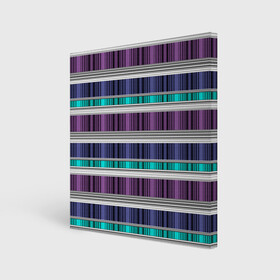 Холст квадратный с принтом Бирюзово-сиреневый полосатый  в Кировске, 100% ПВХ |  | абстрактный | бирюзовый | модный | разноцветный полосы | серый | современный | фиолетовый