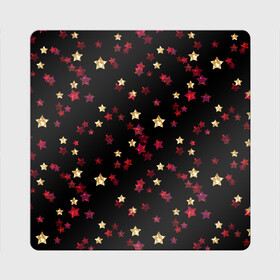 Магнит виниловый Квадрат с принтом Блестящие звезды на черном в Кировске, полимерный материал с магнитным слоем | размер 9*9 см, закругленные углы | абстрактный | блеск | детский | женский | звезды | золото | золотые звезды
