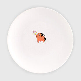 Тарелка с принтом Почитта в Кировске, фарфор | диаметр - 210 мм
диаметр для нанесения принта - 120 мм | manga | рисунок | собака | человек бензопила