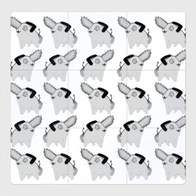 Магнитный плакат 3Х3 с принтом Почитта в стиле manga в Кировске, Полимерный материал с магнитным слоем | 9 деталей размером 9*9 см | manga | граффити | рисунок | собака | человек бензопила