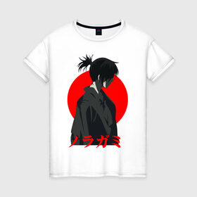 Женская футболка хлопок с принтом Yato Noragami в Кировске, 100% хлопок | прямой крой, круглый вырез горловины, длина до линии бедер, слегка спущенное плечо | god | homeless | yato | бездомный | бог | ято