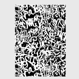Скетчбук с принтом Graffiti white on black в Кировске, 100% бумага
 | 48 листов, плотность листов — 100 г/м2, плотность картонной обложки — 250 г/м2. Листы скреплены сверху удобной пружинной спиралью | абстракция | граффити | надписи | надписи текстура | паттерн граффити | текстура | текстура граффити | шрифт