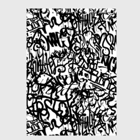 Скетчбук с принтом Graffiti black on white в Кировске, 100% бумага
 | 48 листов, плотность листов — 100 г/м2, плотность картонной обложки — 250 г/м2. Листы скреплены сверху удобной пружинной спиралью | абстракция | граффити | надписи | надписи текстура | паттерн граффити | текстура | текстура граффити | шрифт