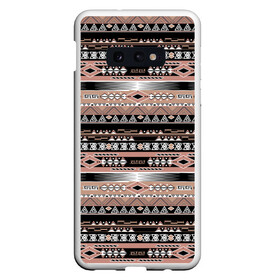 Чехол для Samsung S10E с принтом Полосатый этнический орнамент  в Кировске, Силикон | Область печати: задняя сторона чехла, без боковых панелей | абстрактный | геометрические фигуры | коричневый | полосатый узор | полосы | черный и коричневый | этнический