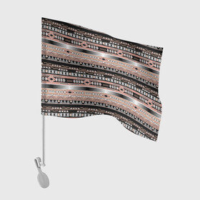 Флаг для автомобиля с принтом Полосатый этнический орнамент  в Кировске, 100% полиэстер | Размер: 30*21 см | абстрактный | геометрические фигуры | коричневый | полосатый узор | полосы | черный и коричневый | этнический