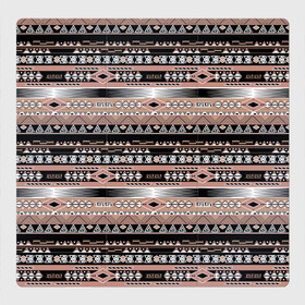 Магнитный плакат 3Х3 с принтом Полосатый этнический орнамент  в Кировске, Полимерный материал с магнитным слоем | 9 деталей размером 9*9 см | абстрактный | геометрические фигуры | коричневый | полосатый узор | полосы | черный и коричневый | этнический