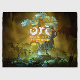 Плед 3D с принтом Ori and the Will of the Wisps в Кировске, 100% полиэстер | закругленные углы, все края обработаны. Ткань не мнется и не растягивается | adventure | forest spirit | night | ori | ori and the will of the wisps | pc game | shimmer | tree | дерево | дух леса | компьютерная игра | мерцание | ночь | ори | ори и блуждающие огоньки | приключения