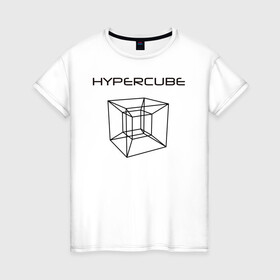 Женская футболка хлопок с принтом Гиперкуб в Кировске, 100% хлопок | прямой крой, круглый вырез горловины, длина до линии бедер, слегка спущенное плечо | геометрия | гиперкуб | математика | студенты | фигуры