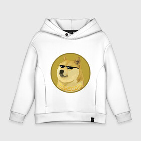 Детское худи Oversize хлопок с принтом Dogecoin в Кировске, френч-терри — 70% хлопок, 30% полиэстер. Мягкий теплый начес внутри —100% хлопок | боковые карманы, эластичные манжеты и нижняя кромка, капюшон на магнитной кнопке | crypto | cryptocurrency | dogecoin | криптовалюта | мемы | собакомонета | экономика