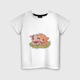 Детская футболка хлопок с принтом Коровки в Кировске, 100% хлопок | круглый вырез горловины, полуприлегающий силуэт, длина до линии бедер | gobnlincor | животное | корова | милота | рисунок