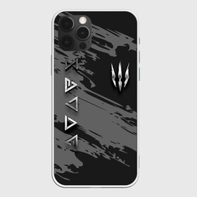 Чехол для iPhone 12 Pro Max с принтом THE WITCHER SILVER LOGO в Кировске, Силикон |  | Тематика изображения на принте: the witcher | ведьмак | витчер | зе витчер | зе вичер | игра | компьютерная игра | лого | логотип | серебро