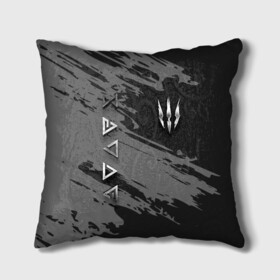 Подушка 3D с принтом THE WITCHER SILVER LOGO в Кировске, наволочка – 100% полиэстер, наполнитель – холлофайбер (легкий наполнитель, не вызывает аллергию). | состоит из подушки и наволочки. Наволочка на молнии, легко снимается для стирки | Тематика изображения на принте: the witcher | ведьмак | витчер | зе витчер | зе вичер | игра | компьютерная игра | лого | логотип | серебро