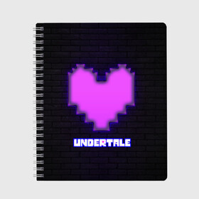 Тетрадь с принтом UNDERTALE PURPLE HEART в Кировске, 100% бумага | 48 листов, плотность листов — 60 г/м2, плотность картонной обложки — 250 г/м2. Листы скреплены сбоку удобной пружинной спиралью. Уголки страниц и обложки скругленные. Цвет линий — светло-серый
 | sans | undertale | андертале | андертейл | игра | подземная история | подземная сказка | санс | сердце | ундертале