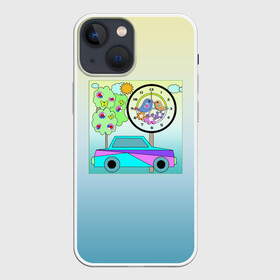 Чехол для iPhone 13 mini с принтом Яркая аппликация для мальчика в Кировске,  |  | автомобиль | аппликация | деревья | детский | для мальчика | иллюстрация | малышам | машина | часы