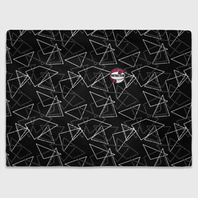 Плед 3D с принтом Черно-белый геометрический  в Кировске, 100% полиэстер | закругленные углы, все края обработаны. Ткань не мнется и не растягивается | абстрактный | аппликация | геометрический | модный | треугольники | футбол | футбольный клуб | черно белый | черный фон