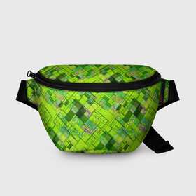 Поясная сумка 3D с принтом Ярко-зеленый абстрактный узор в Кировске, 100% полиэстер | плотная ткань, ремень с регулируемой длиной, внутри несколько карманов для мелочей, основное отделение и карман с обратной стороны сумки застегиваются на молнию | абстрактный | геометрический | детский | зеленый неоновый | креативный | модный | молодежный | неоновый | яркий зеленый