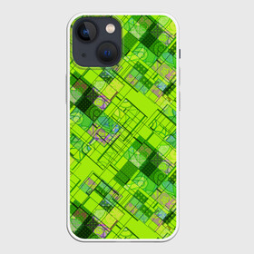 Чехол для iPhone 13 mini с принтом Ярко зеленый абстрактный узор в Кировске,  |  | абстрактный | геометрический | детский | зеленый неоновый | креативный | модный | молодежный | неоновый | яркий зеленый