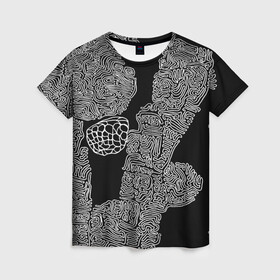 Женская футболка 3D с принтом Узор ночи в Кировске, 100% полиэфир ( синтетическое хлопкоподобное полотно) | прямой крой, круглый вырез горловины, длина до линии бедер | арт | гелиевая | картина | контраст | ручка | символы. | художник