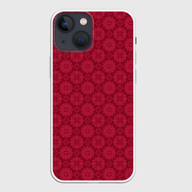 Чехол для iPhone 13 mini с принтом Красный ажурный орнамент в Кировске,  |  | ажурный | восточный | детский | женский | красный | однотонный | орнамент