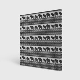 Холст квадратный с принтом Черно-белый узор слоны в Кировске, 100% ПВХ |  | африканский | монохромный узор | орнамент | полосы | серый | серый и черный | слоны | этнический