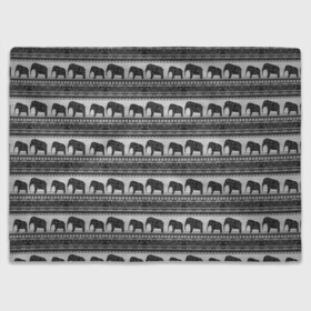 Плед 3D с принтом Черно-белый узор слоны в Кировске, 100% полиэстер | закругленные углы, все края обработаны. Ткань не мнется и не растягивается | африканский | монохромный узор | орнамент | полосы | серый | серый и черный | слоны | этнический