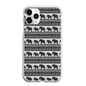 Чехол для iPhone 11 Pro матовый с принтом Черно-белый узор слоны в Кировске, Силикон |  | африканский | монохромный узор | орнамент | полосы | серый | серый и черный | слоны | этнический