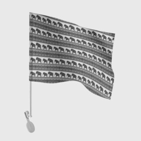 Флаг для автомобиля с принтом Черно-белый узор слоны в Кировске, 100% полиэстер | Размер: 30*21 см | африканский | монохромный узор | орнамент | полосы | серый | серый и черный | слоны | этнический