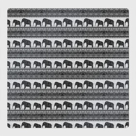 Магнитный плакат 3Х3 с принтом Черно-белый узор слоны в Кировске, Полимерный материал с магнитным слоем | 9 деталей размером 9*9 см | африканский | монохромный узор | орнамент | полосы | серый | серый и черный | слоны | этнический