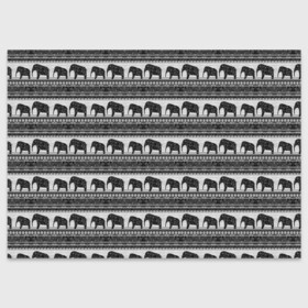 Поздравительная открытка с принтом Черно-белый узор слоны в Кировске, 100% бумага | плотность бумаги 280 г/м2, матовая, на обратной стороне линовка и место для марки
 | африканский | монохромный узор | орнамент | полосы | серый | серый и черный | слоны | этнический