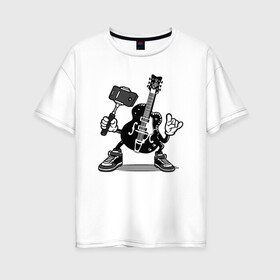 Женская футболка хлопок Oversize с принтом Гитара сэлфи в Кировске, 100% хлопок | свободный крой, круглый ворот, спущенный рукав, длина до линии бедер
 | peace | selfi | гитара | мир | рок | рокер | сэлфи | фотка | электрогитара