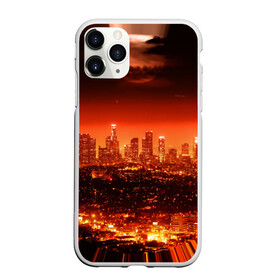 Чехол для iPhone 11 Pro Max матовый с принтом Закат в Нью Йорке в Кировске, Силикон |  | город | закат | красный | луна | мегаполис | месяц | нью йорк | яркий