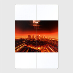 Магнитный плакат 2Х3 с принтом Закат в Нью Йорке в Кировске, Полимерный материал с магнитным слоем | 6 деталей размером 9*9 см | город | закат | красный | луна | мегаполис | месяц | нью йорк | яркий