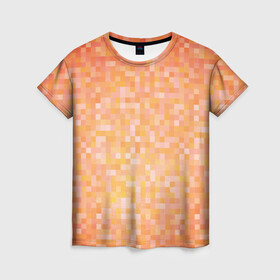 Женская футболка 3D с принтом Оранжевая пиксель абстракция в Кировске, 100% полиэфир ( синтетическое хлопкоподобное полотно) | прямой крой, круглый вырез горловины, длина до линии бедер | halloween | pixel art | абстракция | оранжевый | осенний | пиксели | пиксель арт | пиксельный | рыжий | хэллоуин