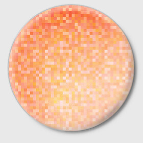 Значок с принтом Оранжевая пиксель абстракция в Кировске,  металл | круглая форма, металлическая застежка в виде булавки | Тематика изображения на принте: halloween | pixel art | абстракция | оранжевый | осенний | пиксели | пиксель арт | пиксельный | рыжий | хэллоуин