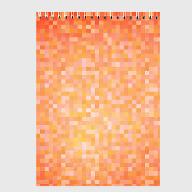 Скетчбук с принтом Оранжевая пиксель абстракция в Кировске, 100% бумага
 | 48 листов, плотность листов — 100 г/м2, плотность картонной обложки — 250 г/м2. Листы скреплены сверху удобной пружинной спиралью | halloween | pixel art | абстракция | оранжевый | осенний | пиксели | пиксель арт | пиксельный | рыжий | хэллоуин