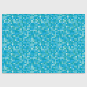 Поздравительная открытка с принтом Бирюзовая пиксель абстракция в Кировске, 100% бумага | плотность бумаги 280 г/м2, матовая, на обратной стороне линовка и место для марки
 | pixel art | абстракция | бирюзовый | изумрудный | пиксели | пиксель арт | пиксельный