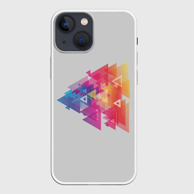 Чехол для iPhone 13 mini с принтом Цветные треугольники в Кировске,  |  | искусство | прямоугольник | пурпурный | симметрия | треугольник | цвет