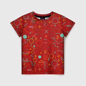 Детская футболка 3D с принтом Mathematics Geometry Geometric в Кировске, 100% гипоаллергенный полиэфир | прямой крой, круглый вырез горловины, длина до линии бедер, чуть спущенное плечо, ткань немного тянется | plus | геометрический узор | круги | прямоугольник | треугольник