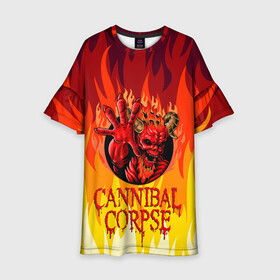 Детское платье 3D с принтом Cannibal Corpse | Труп Канниба в Кировске, 100% полиэстер | прямой силуэт, чуть расширенный к низу. Круглая горловина, на рукавах — воланы | cannibal | cannibal corpse | corpse | death metal | deathgrind | алекс уэбстер | брутальный дэт метал | дэт метал | дэтграйнд | пол мазуркевич | роб барретт | труп каннибала