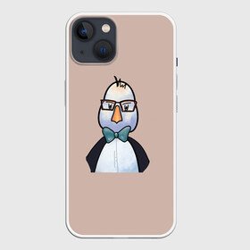 Чехол для iPhone 13 с принтом Умная птица в Кировске,  |  | bird | brain | scientist | голубь | мозг | очки | пингвин | птица | учёный