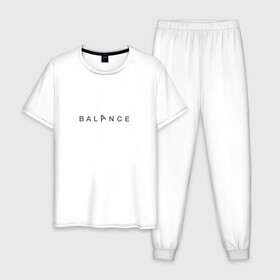 Мужская пижама хлопок с принтом Balance в Кировске, 100% хлопок | брюки и футболка прямого кроя, без карманов, на брюках мягкая резинка на поясе и по низу штанин
 | balance | yoga | баланс | йога | равновесие