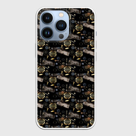 Чехол для iPhone 13 Pro с принтом Стимпанк . Черный фон. в Кировске,  |  | ключи | креативный | металлический | металлический предметы | модный | современный | стильный узор | черный