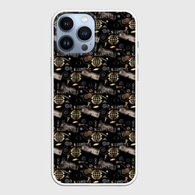 Чехол для iPhone 13 Pro Max с принтом Стимпанк . Черный фон. в Кировске,  |  | ключи | креативный | металлический | металлический предметы | модный | современный | стильный узор | черный