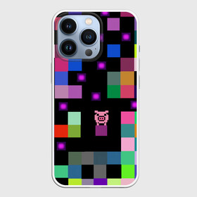 Чехол для iPhone 13 Pro с принтом Arcade Pig в Кировске,  |  | Тематика изображения на принте: аркада | аркадная игра | мозайка из пикселей | разноцветные квадраты | свинка | свинья на кубе | цифровые кубики