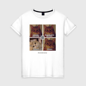 Женская футболка хлопок с принтом Котики фантаста в Кировске, 100% хлопок | прямой крой, круглый вырез горловины, длина до линии бедер, слегка спущенное плечо | cats | humour | joke | meme | sarcasm | writers | коты | мем | писатели | сарказм | юмор